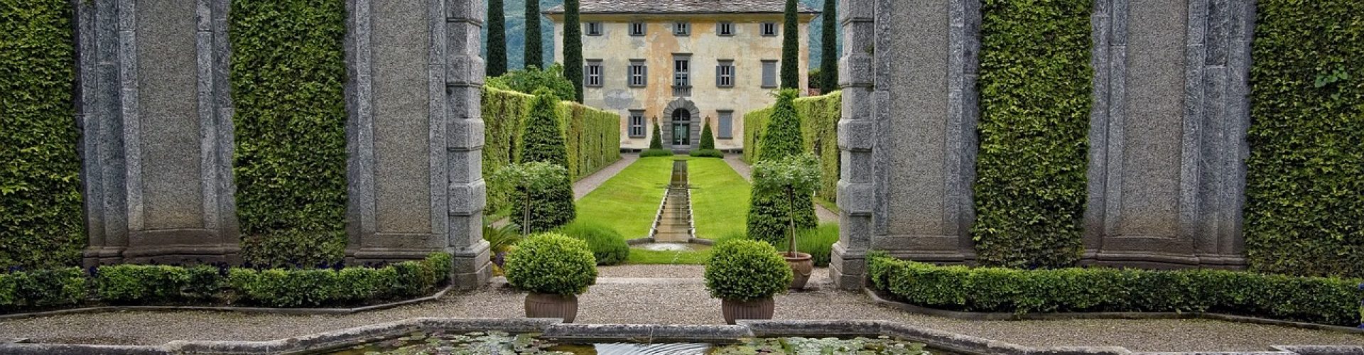villa balbiano, fontana, garden, water lilies, water lily, architecture, villa, construction, historical building, tourism, nature, cypress trees, lake como, lombardy, italy, point of view